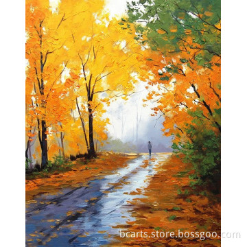 100% polyester inkjet canvas late autumn maple oil painting